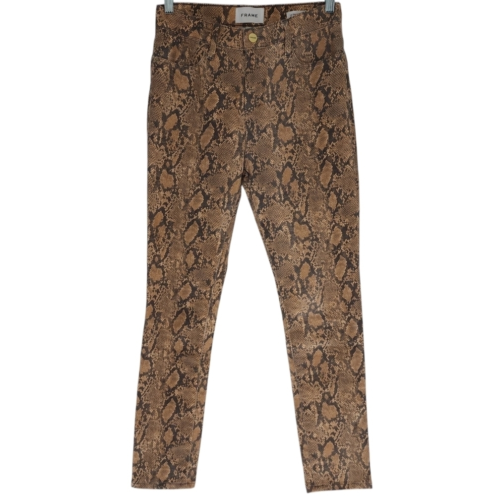 Frame Le High Skinny Crop Coated‎ Python Jeans - Picture 5 of 12